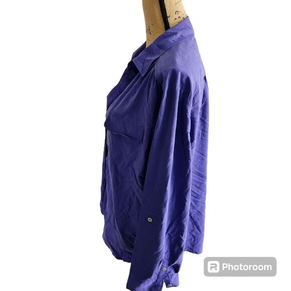 Chico's Button Down Blouse Womens SZ L Office Career Business Long Sleeve Work - Picture 4 of 4